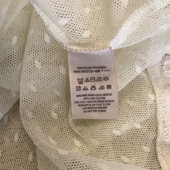 Free People Hi Lo Mesh Crochet Top Size Medium Ivory Eyelet Lace Trim‎ - Picture 8 of 8